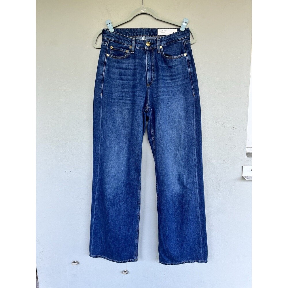 Rag & Bone Logan Jeans 25 Mid Rise Wide Leg Annalise 100% Cotton Denim